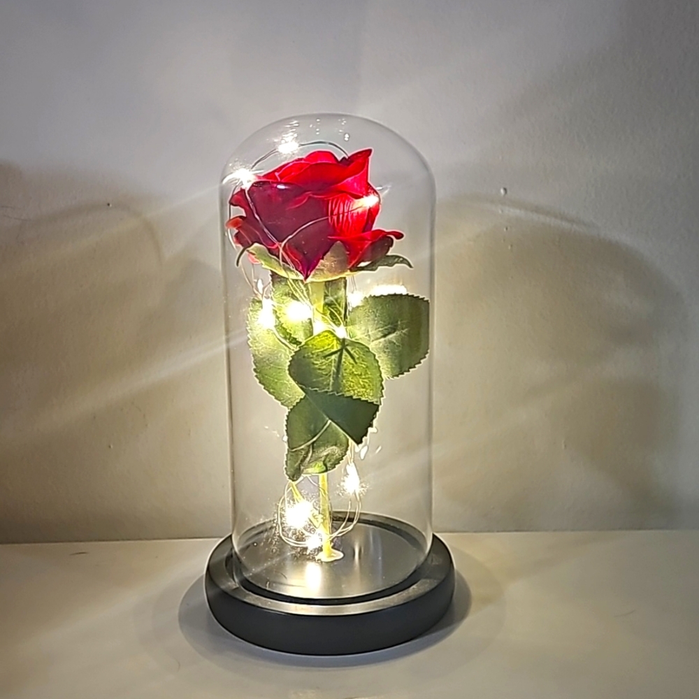 Artificial LED Light Glass Rose